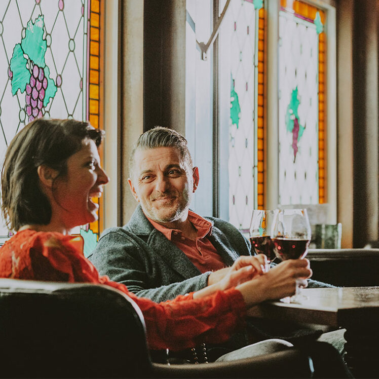 Couple drinking wine at Churchill Lounge at Prince of Wales in Niagara-on-the-Lake