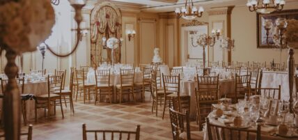 Wedding reception area in the Victoria & Albert Ballroom at Prince of Wales in Niagara-on-the-Lake