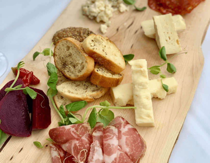 charcuterie board close up from Noble Restaurant at the Prince of Wales Hotel in Niagara on the Lake