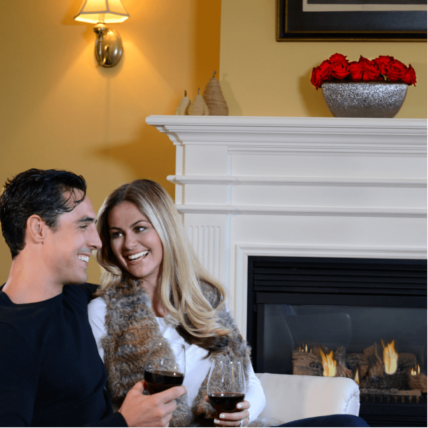 couple enjoying wine at inn on the twenty guestroom