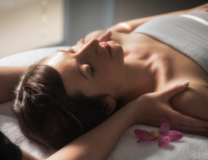 A woman receiving a massage at the Millcroft Spa.